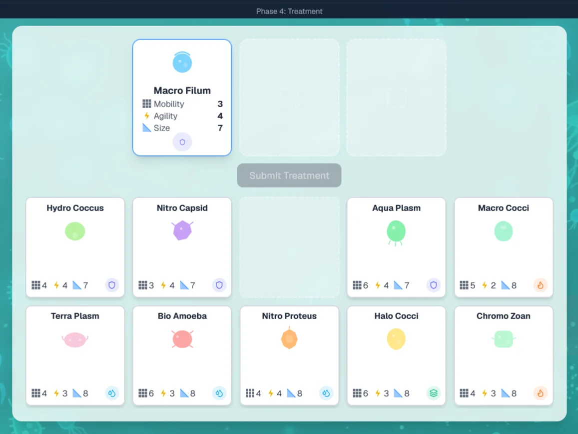 Phase 4 pool of 10 microbes with 3 selected for treatment